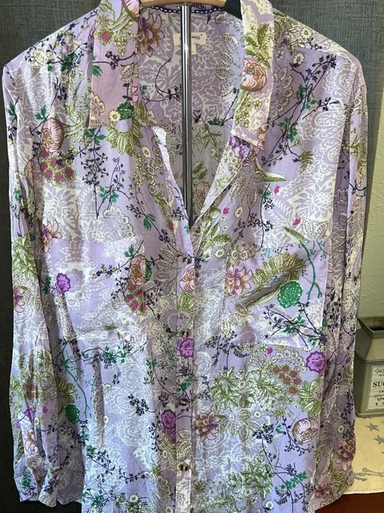 Pilcro Lavender Floral Button-Up Blouse - Picture 2 of 8